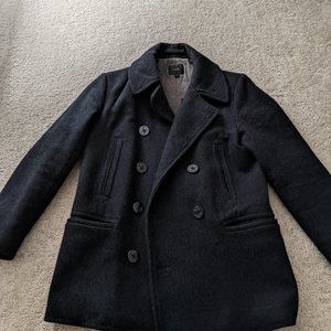 J Crew Pea Coat - Charcoal/Black